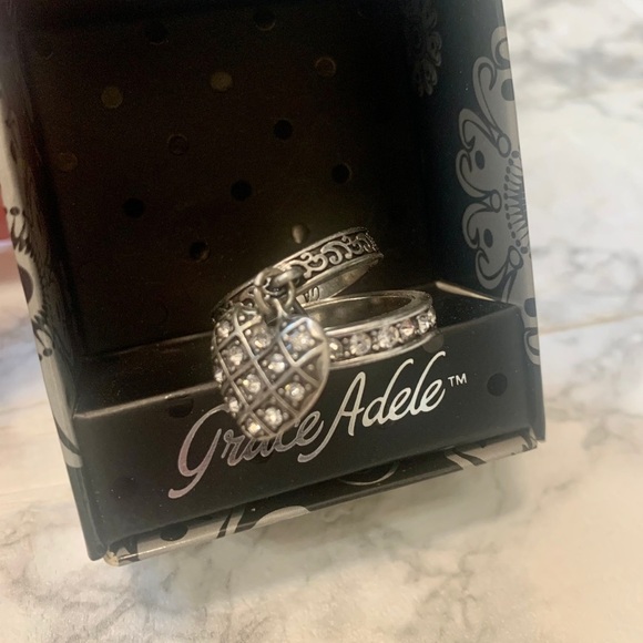 🇺🇸 Stacking rings size 7 Heart charm - Picture 3 of 4